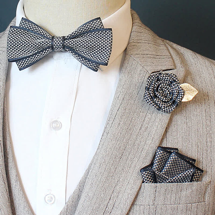 Ensemble de 3 nœuds papillons à micro-carreaux pour homme