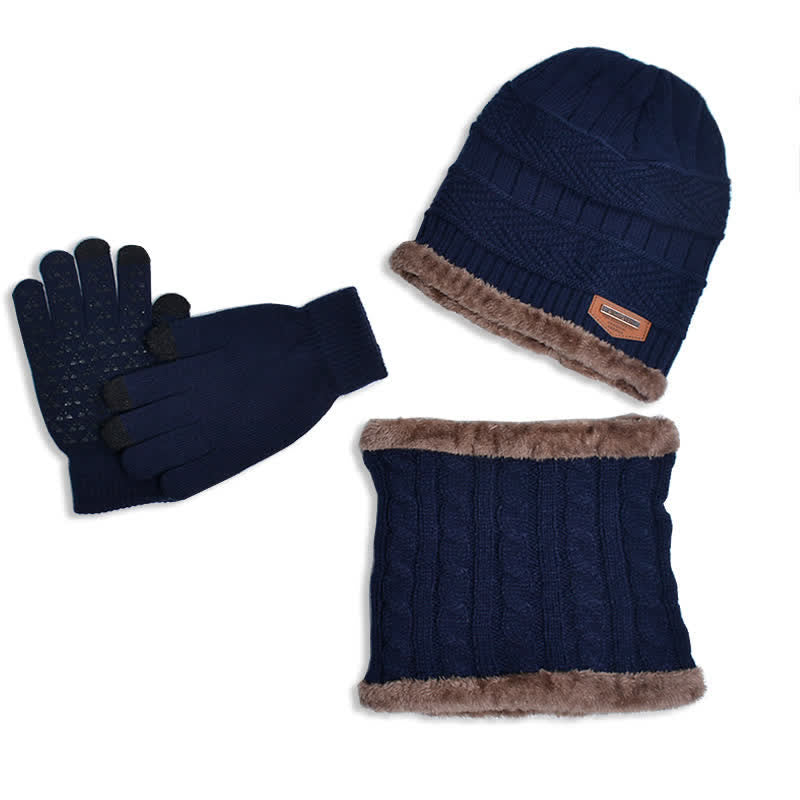 Ensemble bonnet, écharpe, gants tricotés pour adulte et enfant 3 pièces