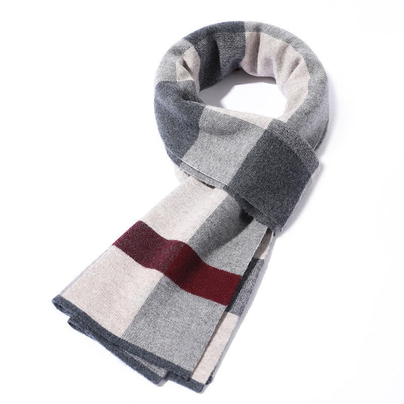 Écharpe en pure laine à carreaux pour homme, idéale pour les loisirs et les affaires
