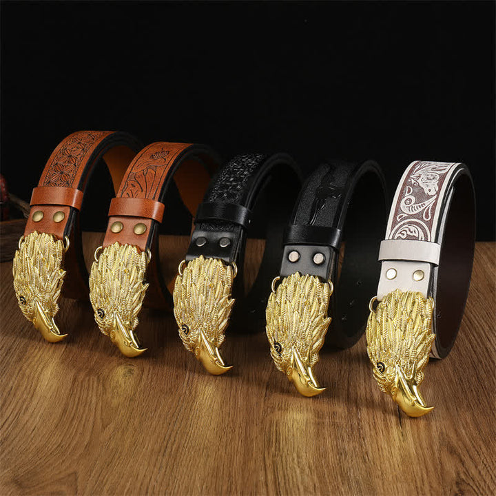 Ceinture en cuir western à tête d'aigle réaliste pour homme