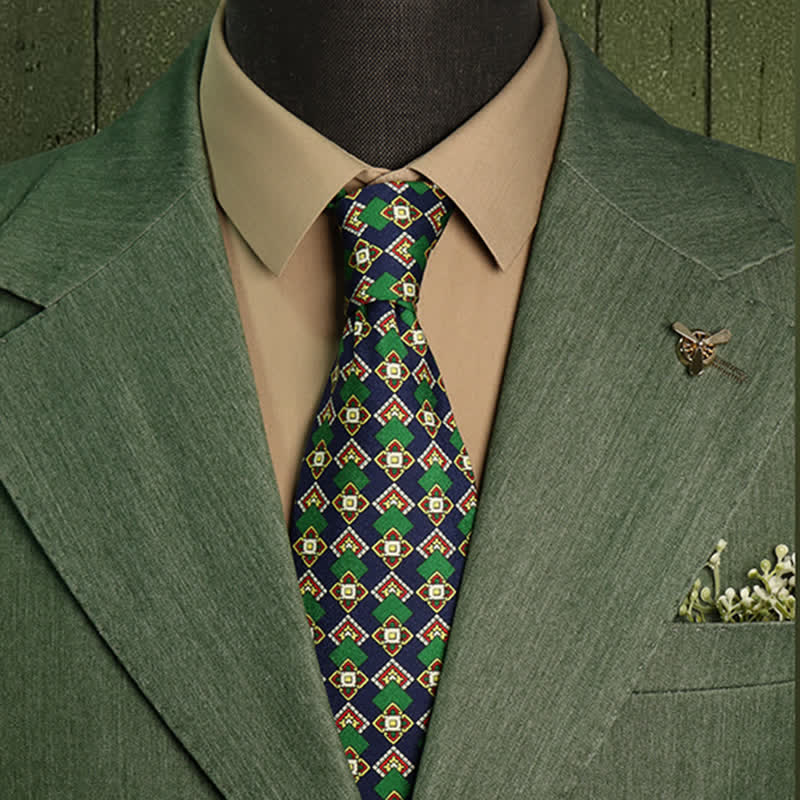 Cravate de luxe à motif géométrique médaillon pour homme - image 0
