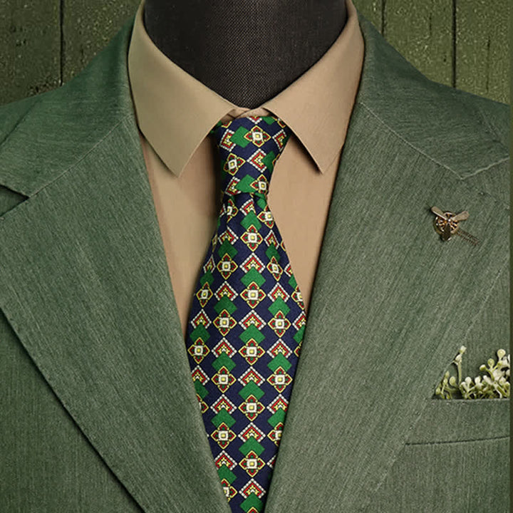 Cravate de luxe à motif géométrique médaillon pour homme 