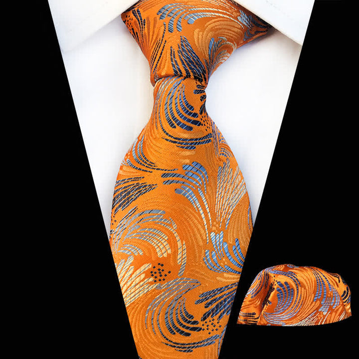Lot de 2 cravates à motif de vagues éclaboussantes pour homme - Orange et jaune - image 1