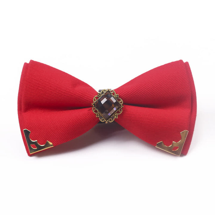 Nœud papillon en coton à bordure dorée pour homme