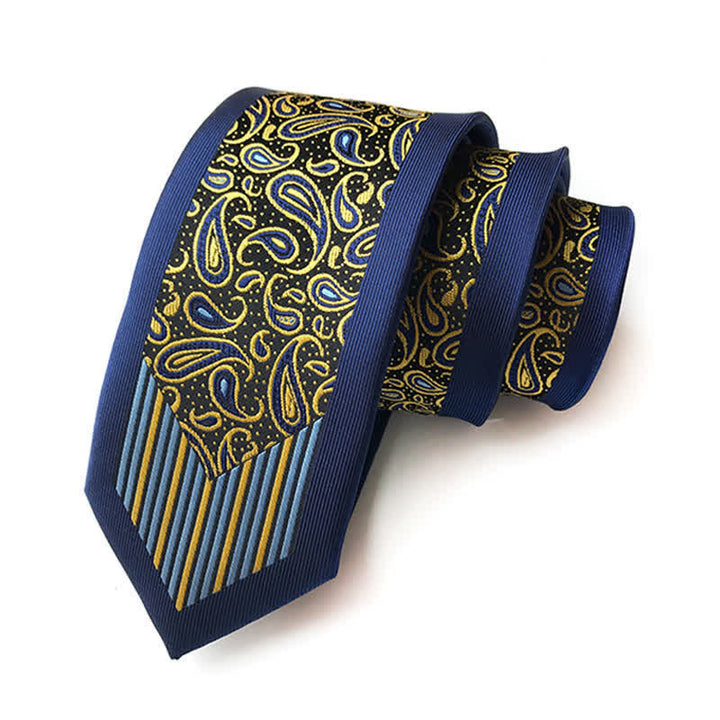 Cravate rayée à motif cachemire et à fleurs pour homme Collision Inspire