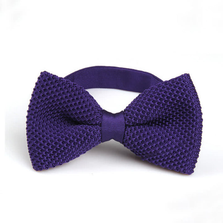 Nœud papillon tricoté double épaisseur de couleur unie pour homme