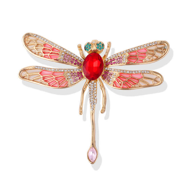 Broche luxueuse en strass pour femme en forme de libellule