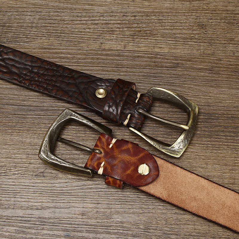Ceinture en cuir à motif peau de yak rétro pour homme