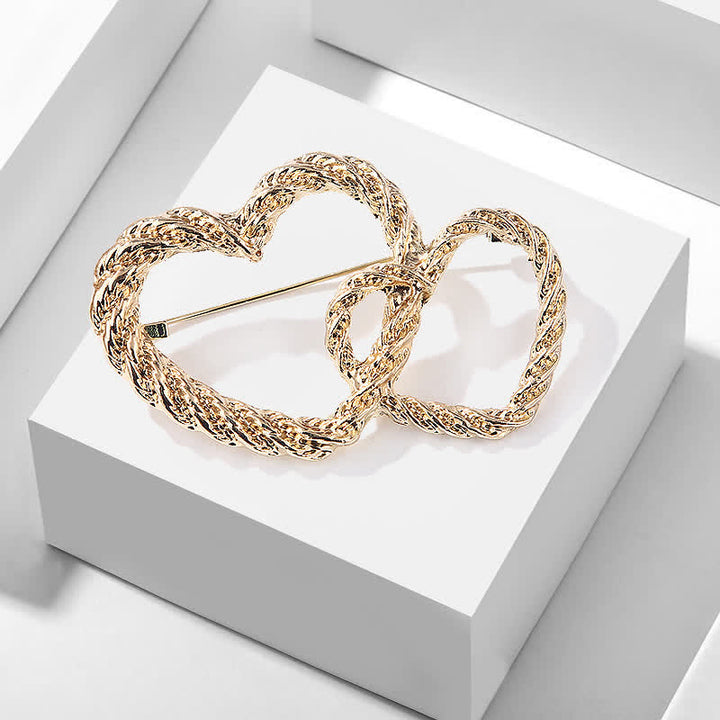 Broche double amour cœur à cœur pour femme
