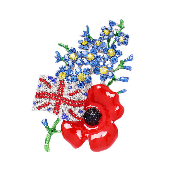 Broche coquelicot multicolore unisexe avec drapeau de l'Union