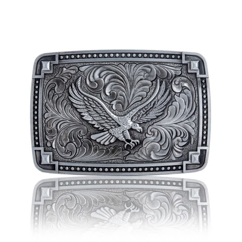 Ceinture en cuir à boucle pour homme avec motif d'aigle planant dans un ciel de rêve