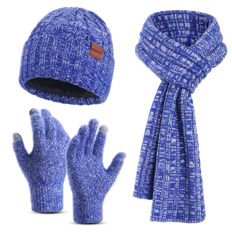 Ensemble de 3 gants unisexes élégants avec chapeau, écharpe longue et écran tactile