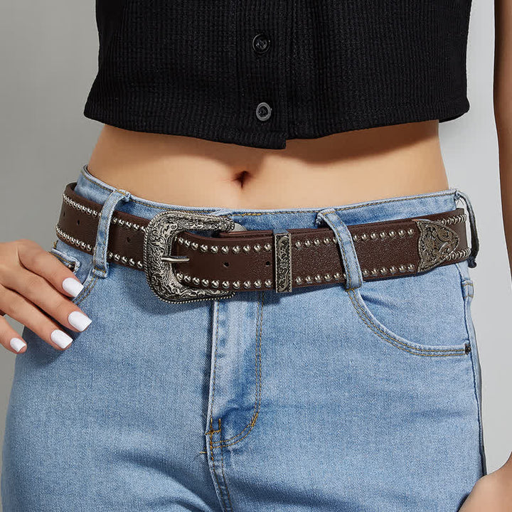 Superbe ceinture en cuir à rivets style punk pour femme