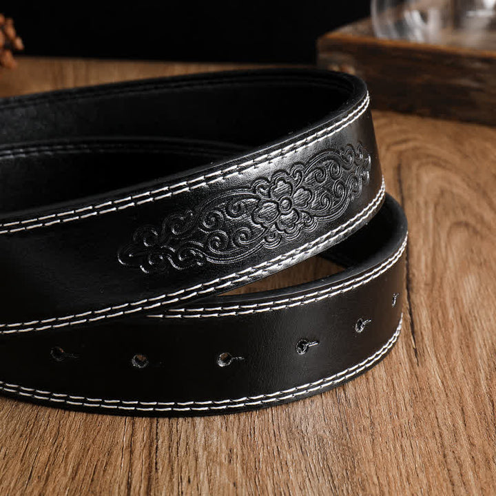 Ceinture en cuir pour homme avec motif d'aigle en or antique et faucon planant