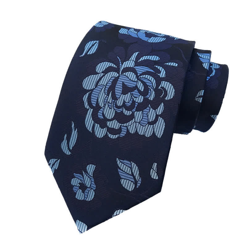Ensemble de 3 cravates à motif floral de chrysanthème pour homme