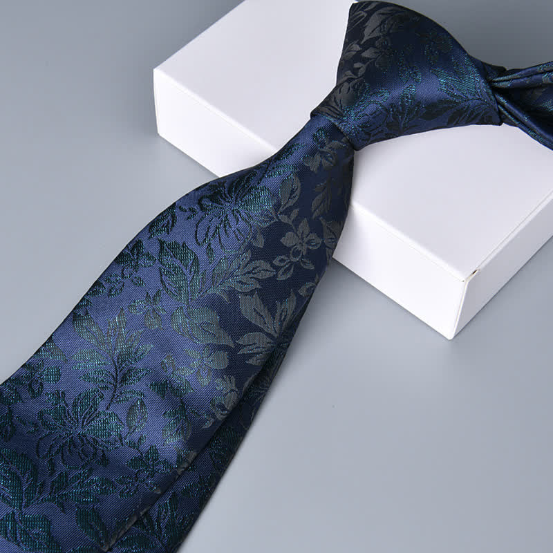 Cravate fantaisie à motif botanique MidnightBlue pour homme