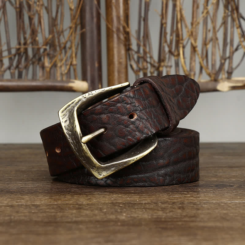 Ceinture en cuir à motif peau de yak rétro pour homme
