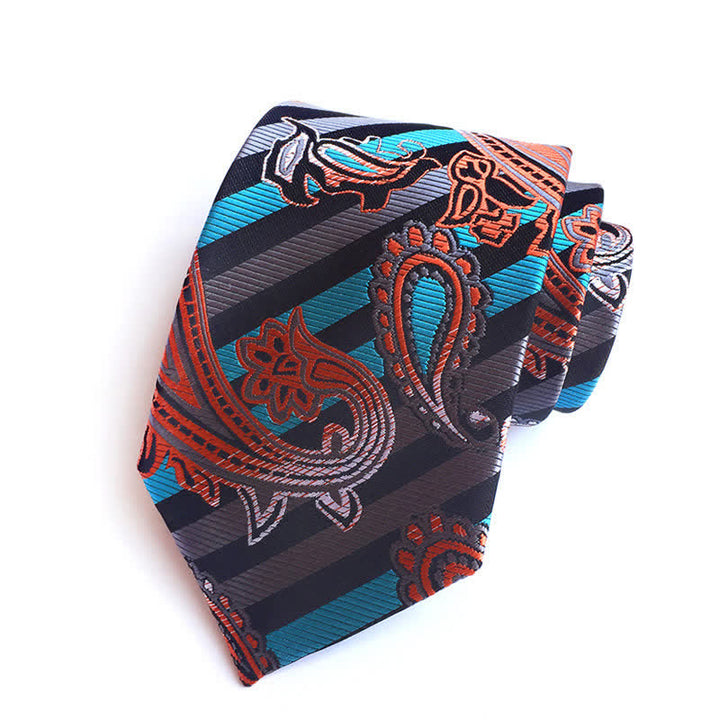 Cravate ingénieuse à motif cachemire bleu ciel et orange pour homme