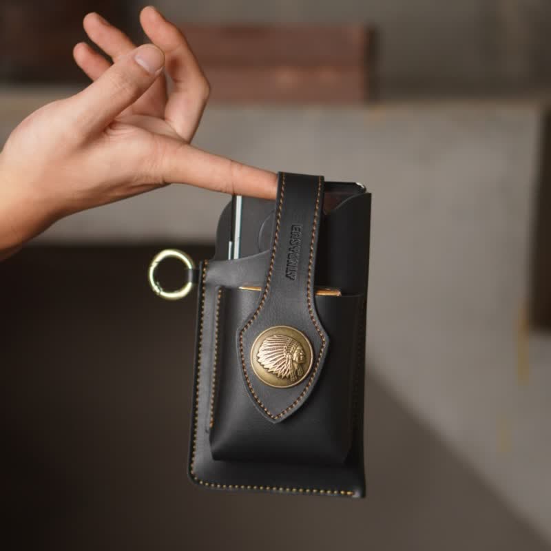 Sac ceinture rétro en laiton avec bouton pression magnétique pour téléphone portable