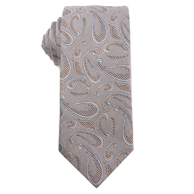 Cravate pour homme de la série British Khaki Champagne - Motif cachemire - image 7