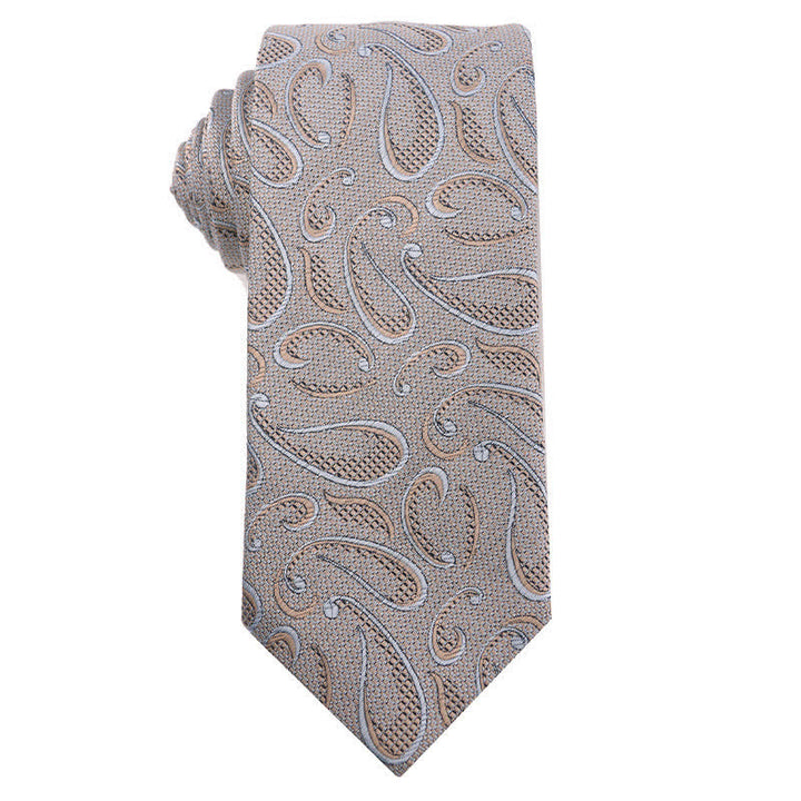 Cravate pour homme de la série British Khaki Champagne - Motif cachemire - image 7