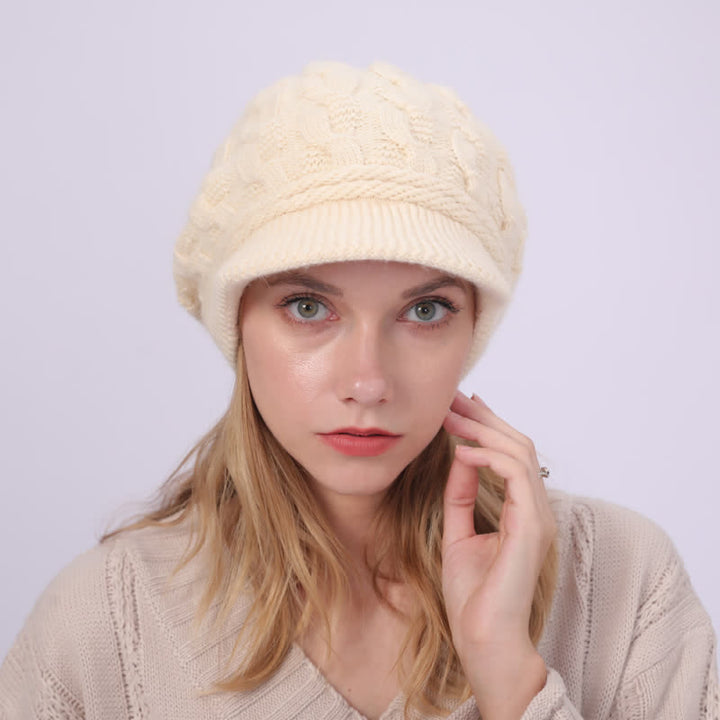 Bonnet à visière ample avec doublure moelleuse pour femme