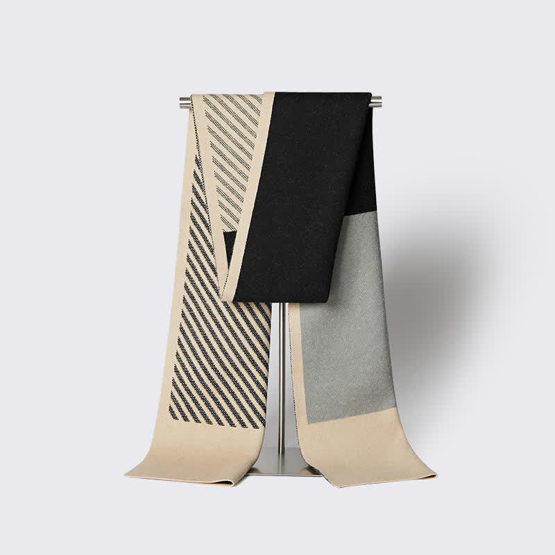 Écharpe en pure laine à rayures contrastées pour homme