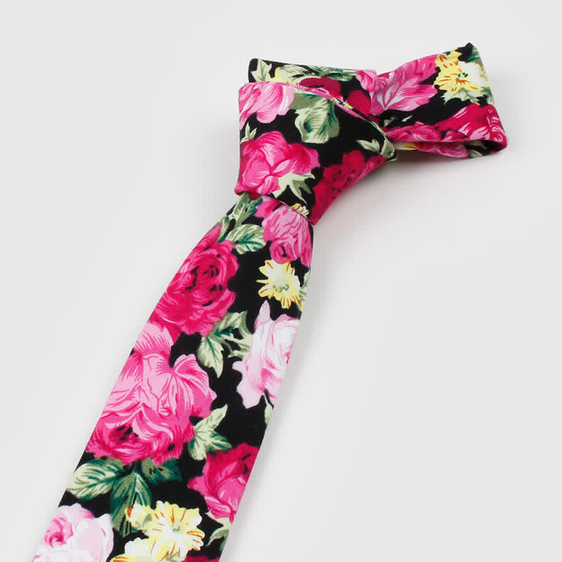 Cravate en coton à imprimé floral pour homme