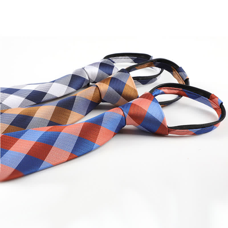Cravate à carreaux avec fermeture éclair et mélange de couleurs pour hommes - image 2