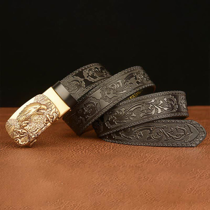 Ceinture en cuir véritable avec boucle aigle pour homme