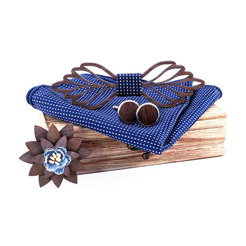 Lot de 4 nœuds papillon en bois en forme de feuilles creuses pour homme
