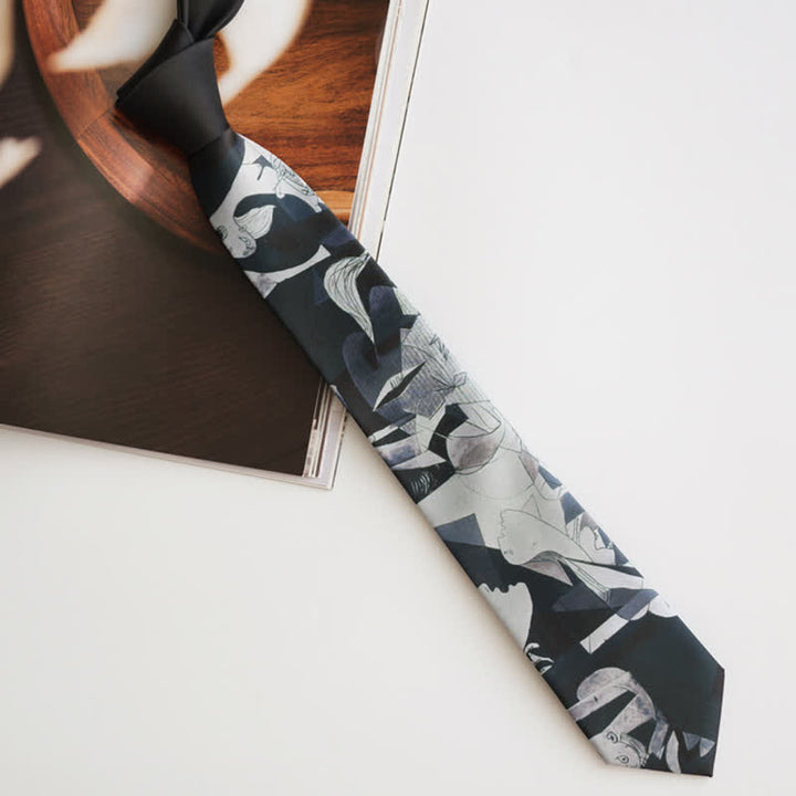 Cravate pour homme avec peinture d'art noire Guernica