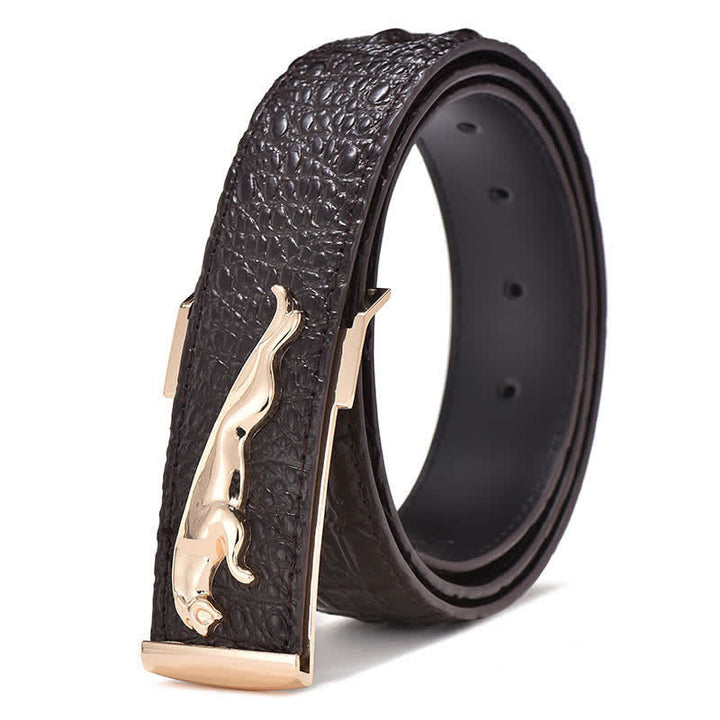 Ceinture en cuir à boucle léopard de luxe pour homme