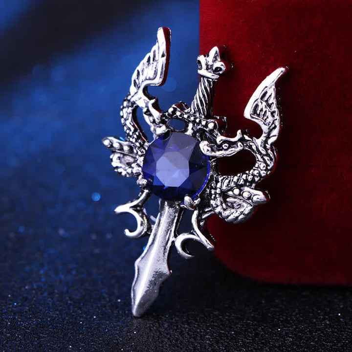 Broche rétro en forme d'épée de dragon pour homme