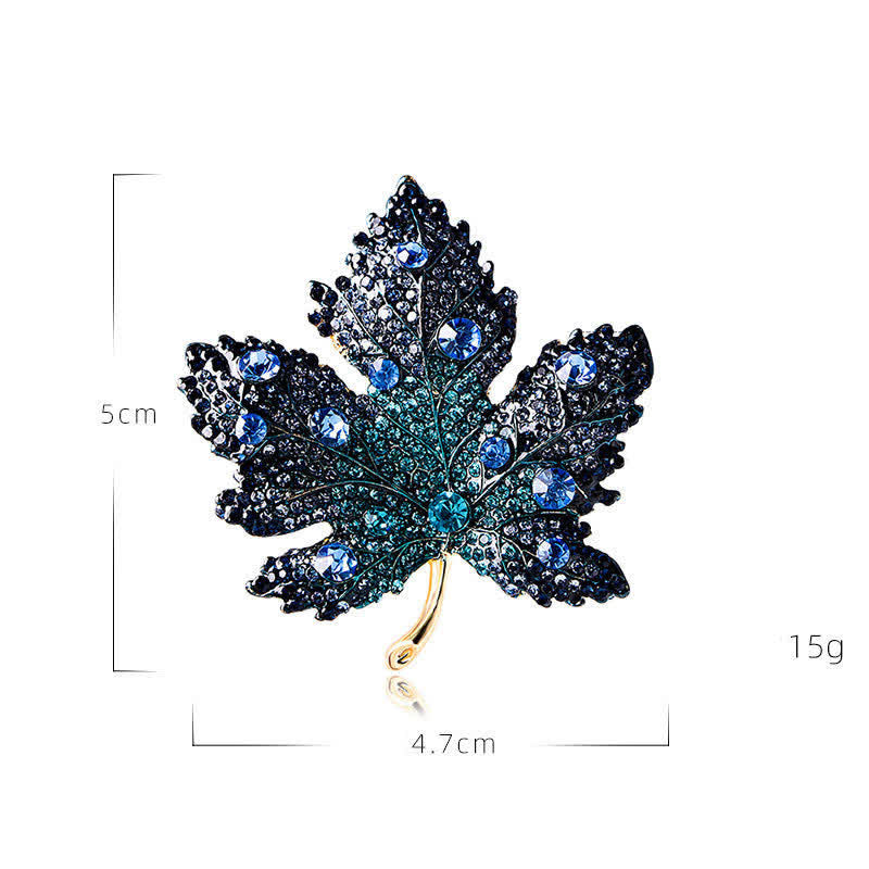 Broche feuille d'érable en cristal strass pour femme