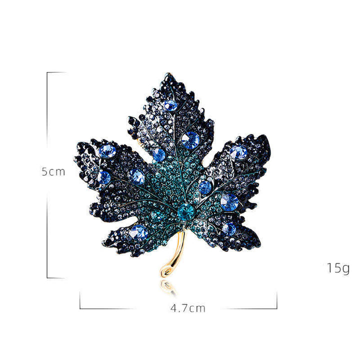 Broche feuille d'érable en cristal strass pour femme
