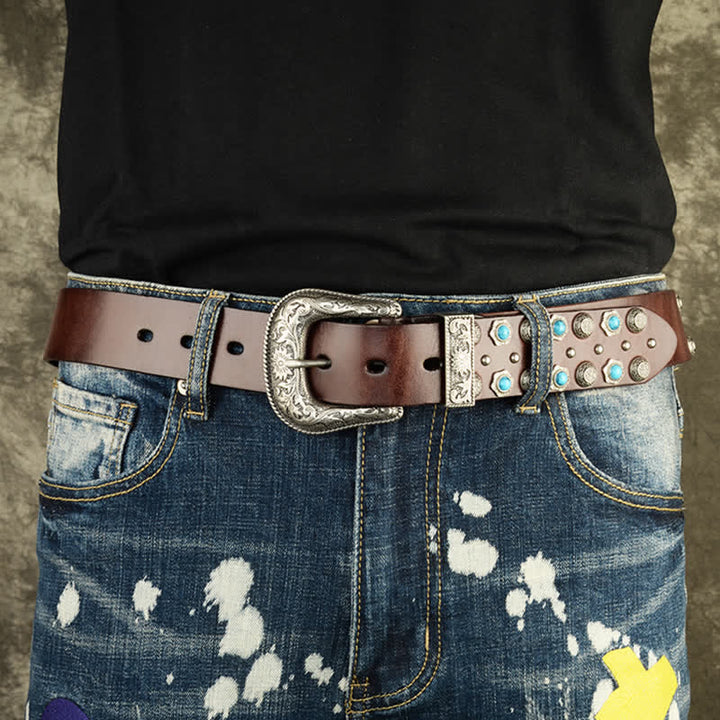 Ceinture unisexe luxueuse avec accents turquoise