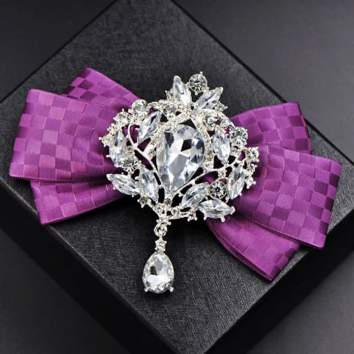 Ensemble de 3 broches et nœuds papillon à carreaux en strass