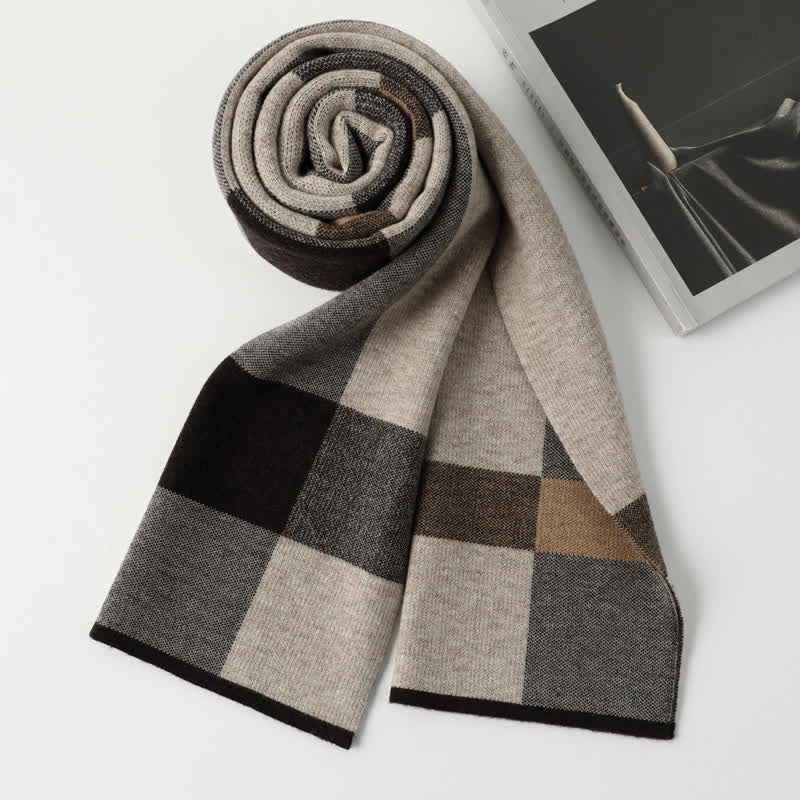 Écharpe en pure laine à carreaux pour homme, idéale pour les loisirs et les affaires