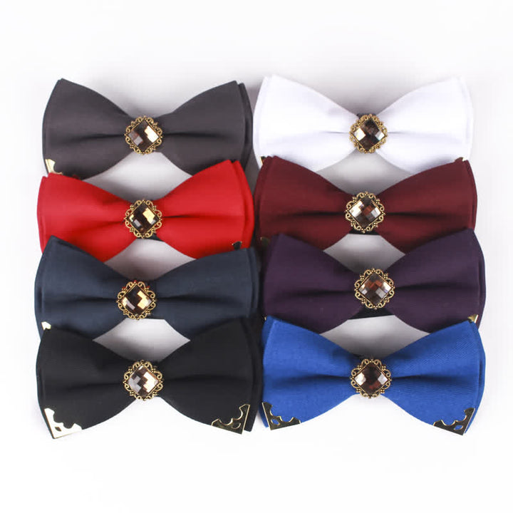 Nœud papillon en coton à bordure dorée pour homme