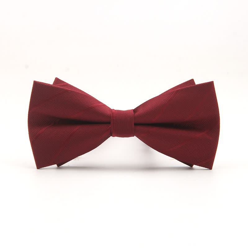 Nœud papillon uni à rayures double épaisseur pour homme