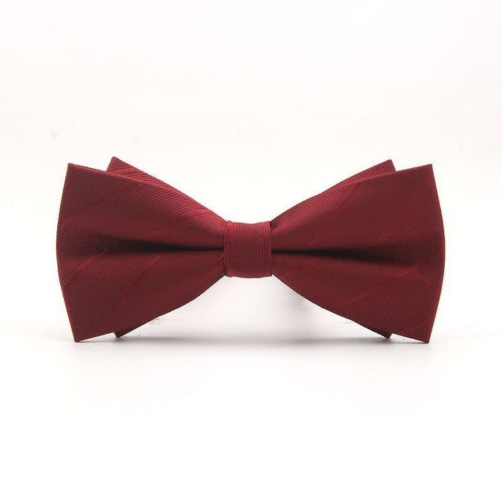 Nœud papillon uni à rayures double épaisseur pour homme