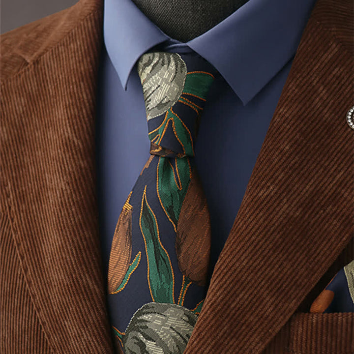 Cravate élégante à motif tulipe floral pour homme Navy &amp; Peru