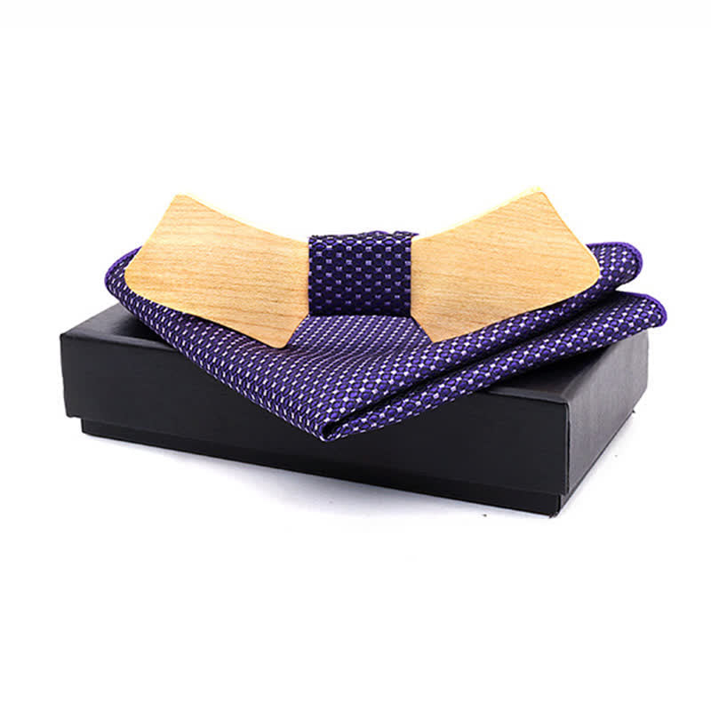 Lot de 2 noeuds papillon en bois en forme de col pour homme