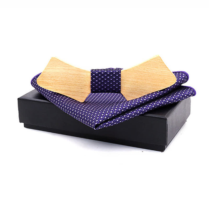Lot de 2 noeuds papillon en bois en forme de col pour homme