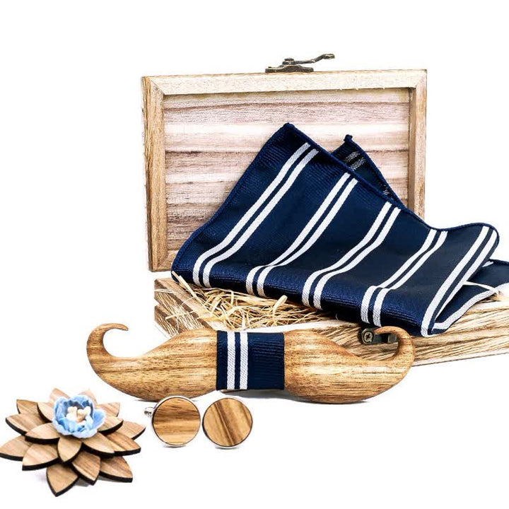 Lot de 4 nœuds papillon en bois Burlywood Moustache pour homme