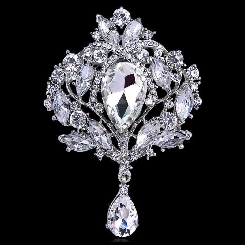 Broche en forme de goutte d'eau en forme de bouton floral brillant pour femme
