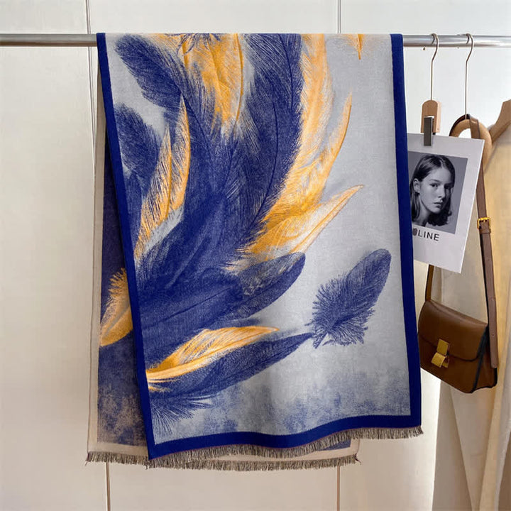 Écharpe épaisse à motif de peinture à l'huile pour femme avec magnifique scène