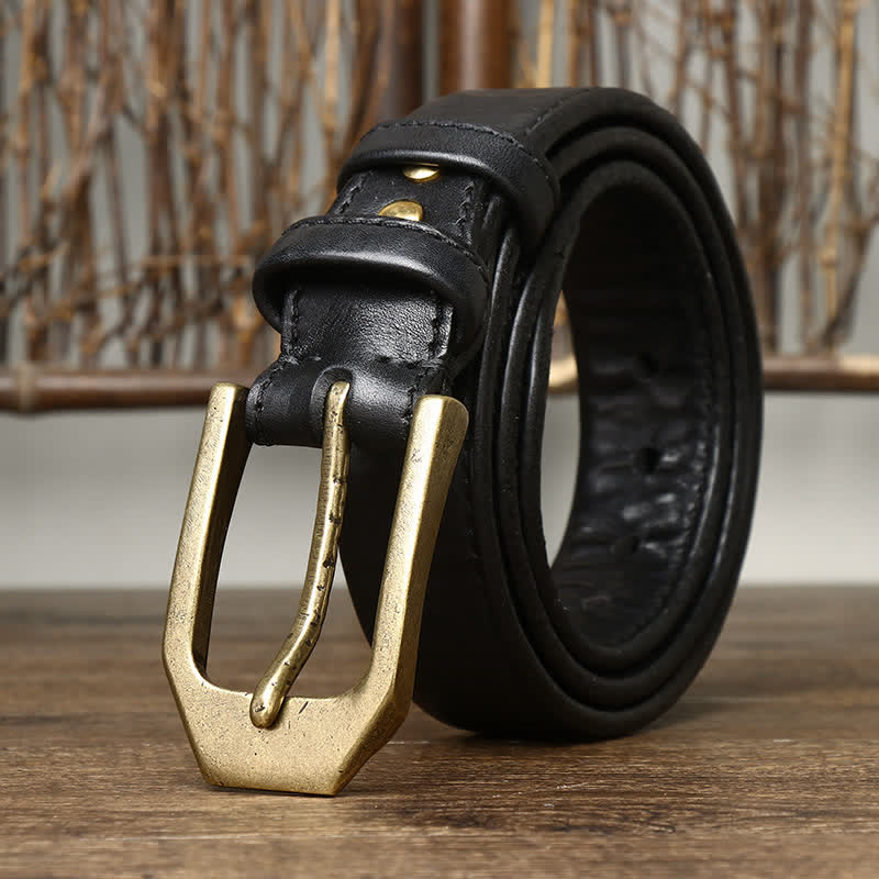 Ceinture en cuir brillant à boucle rectangulaire pour homme