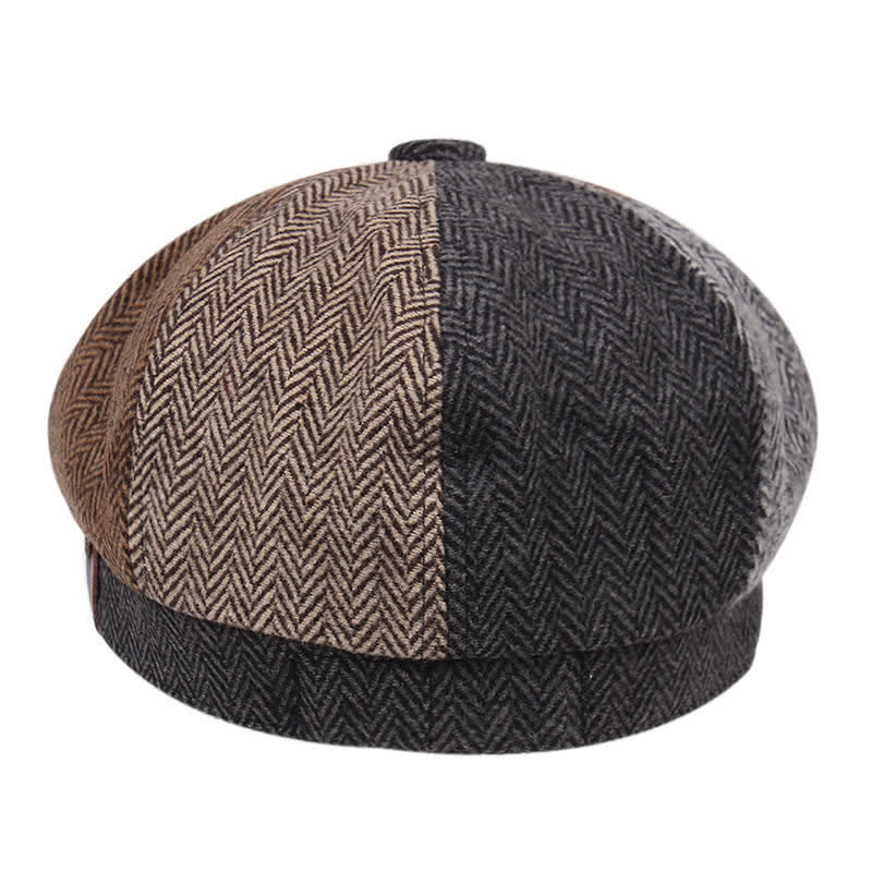 Casquette béret octogonale à épissure britannique vintage